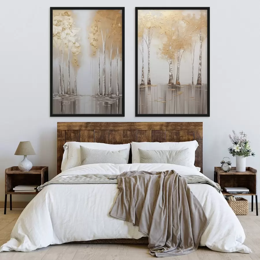 Papier peint Arbres texturés au feuillage abstrait, art moderne d31043