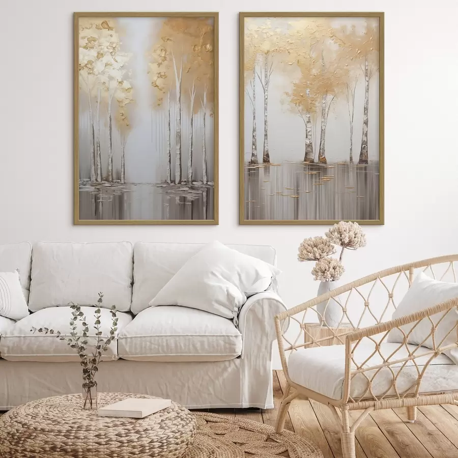 Papier peint Arbres texturés au feuillage abstrait, art moderne d31043