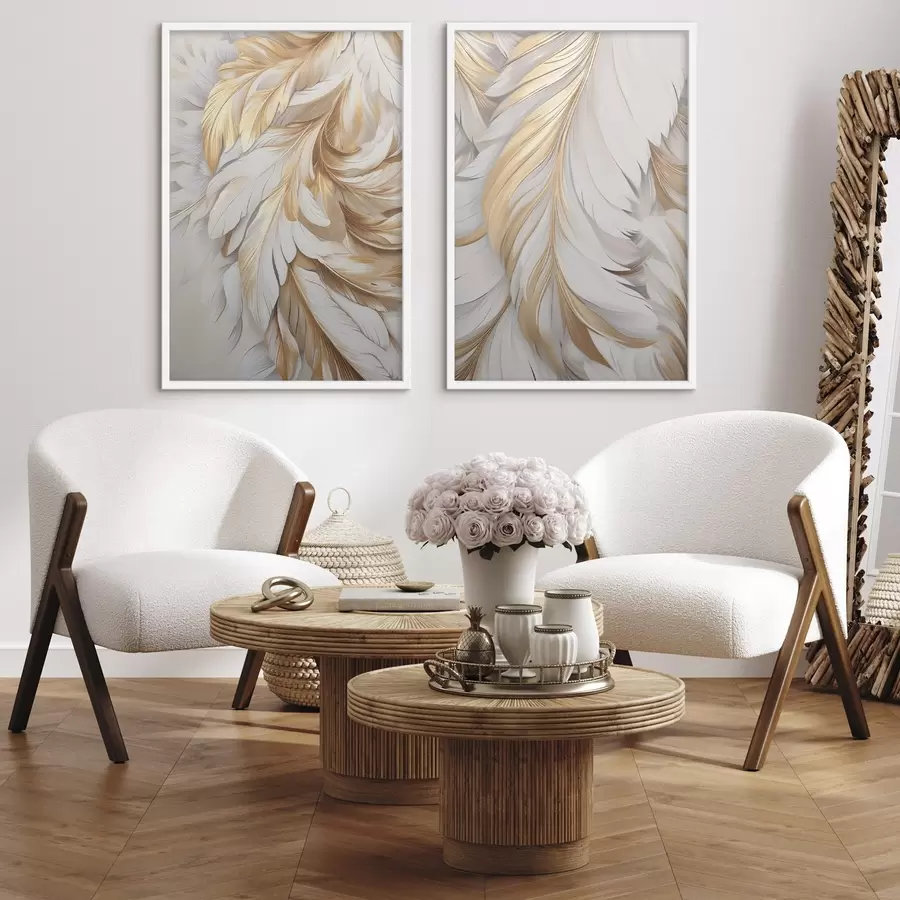 Papier peint De grandes plumes décoratives, des détails raffinés et une texture délicate d31051