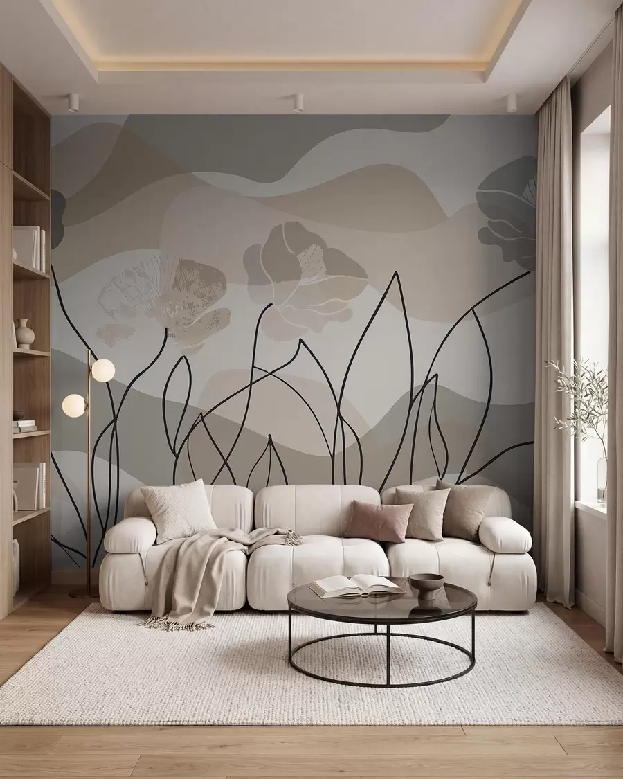 Papier peint Esquisse florale w09989