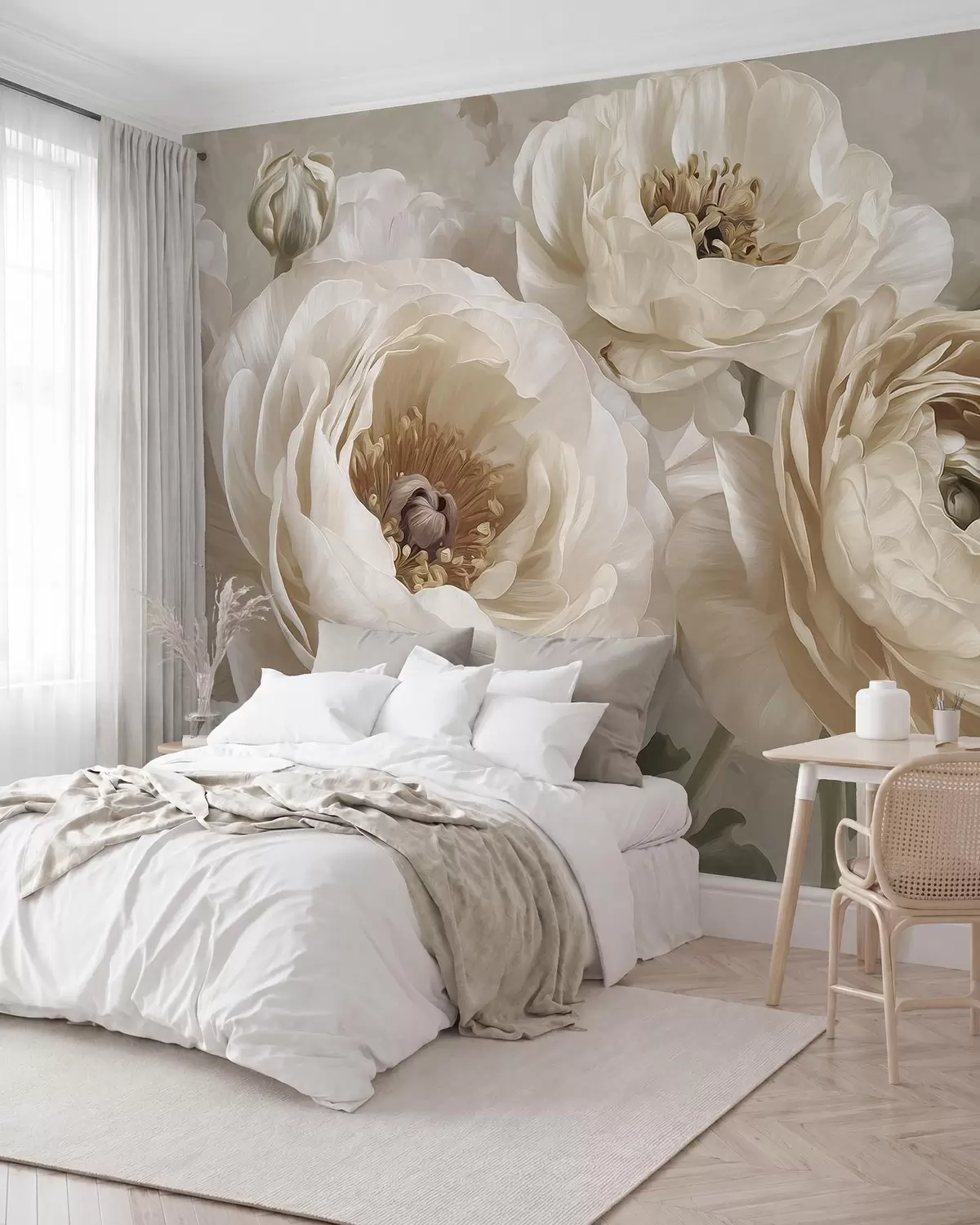 Papier peint Bouquet crème w09780