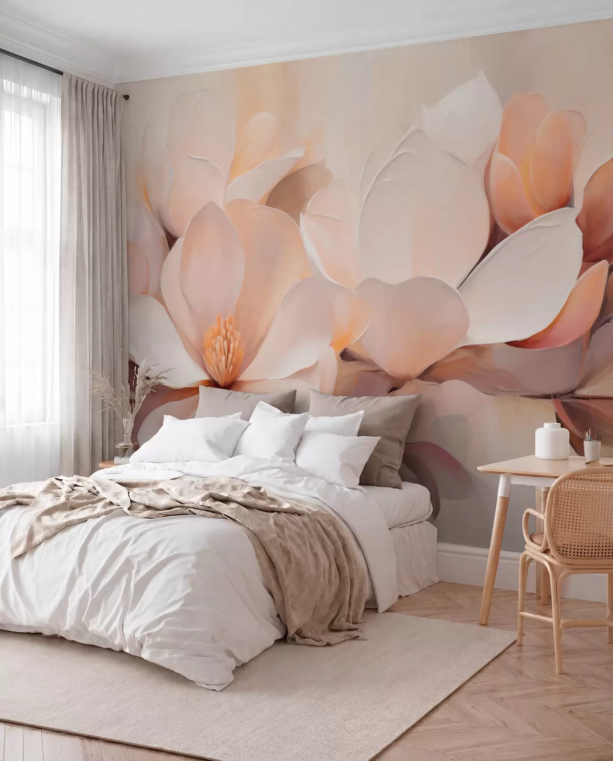 Papier peint Fleurs couleur pêche w05979