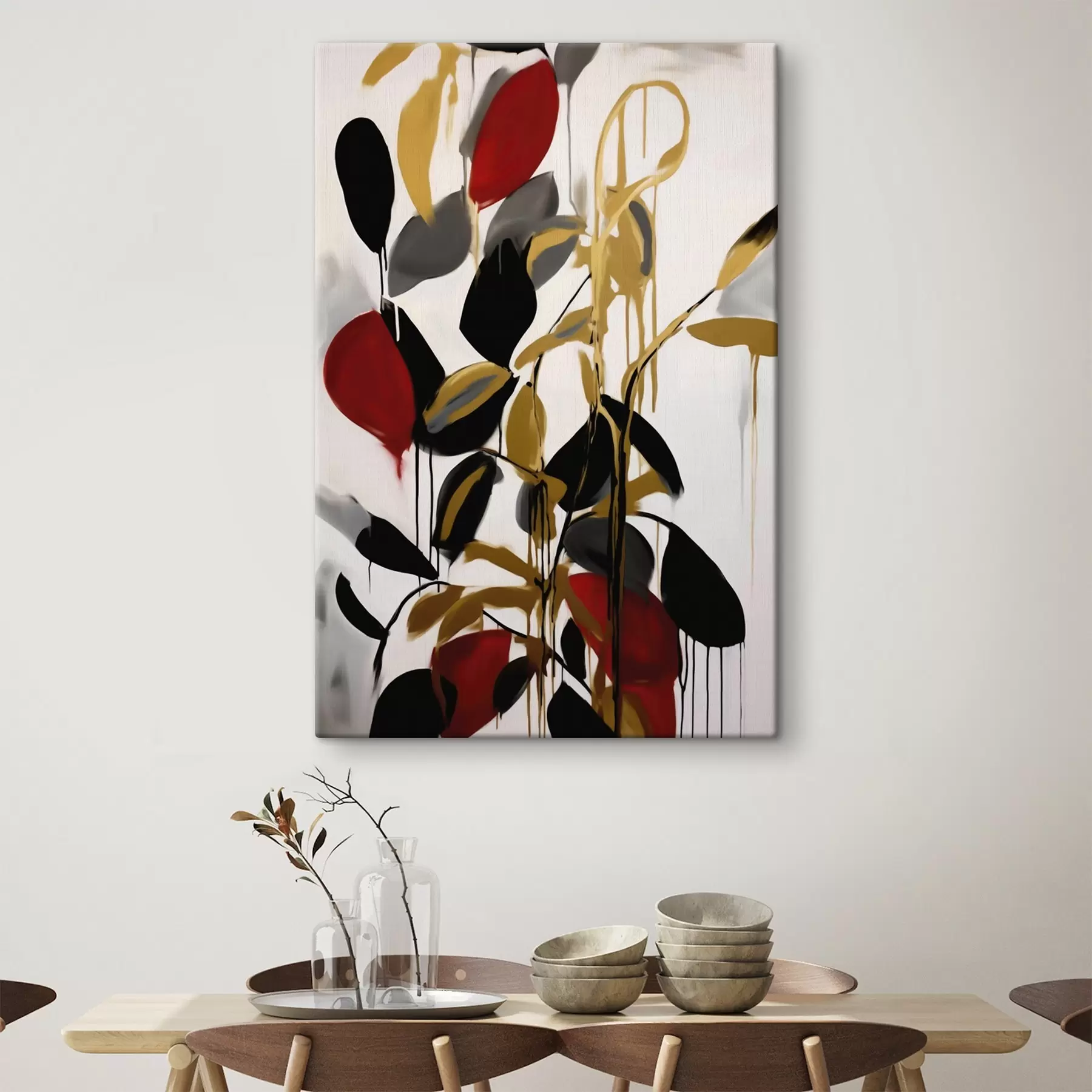 Tableau Rythme de feuilles cramoisies s50983