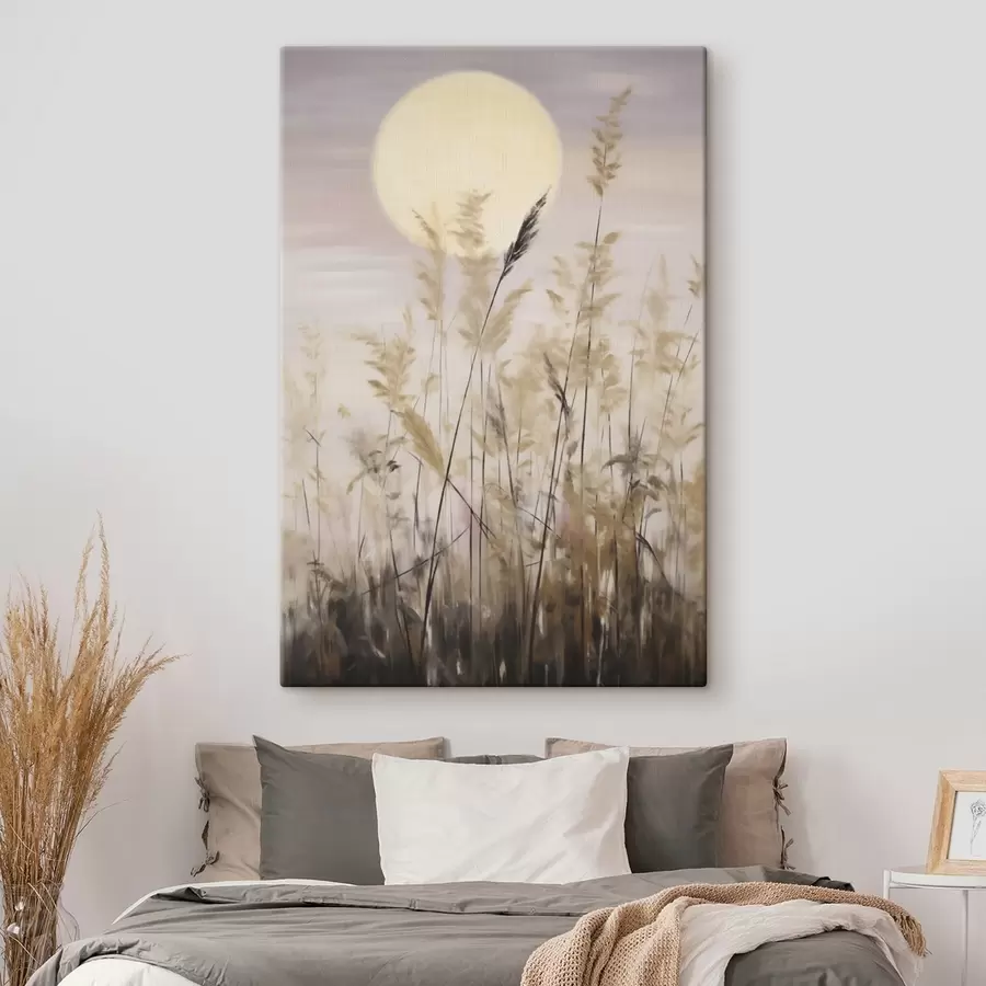 Tableau Herbes stylisées sur fond de lune, imitation d'un tableau s50985