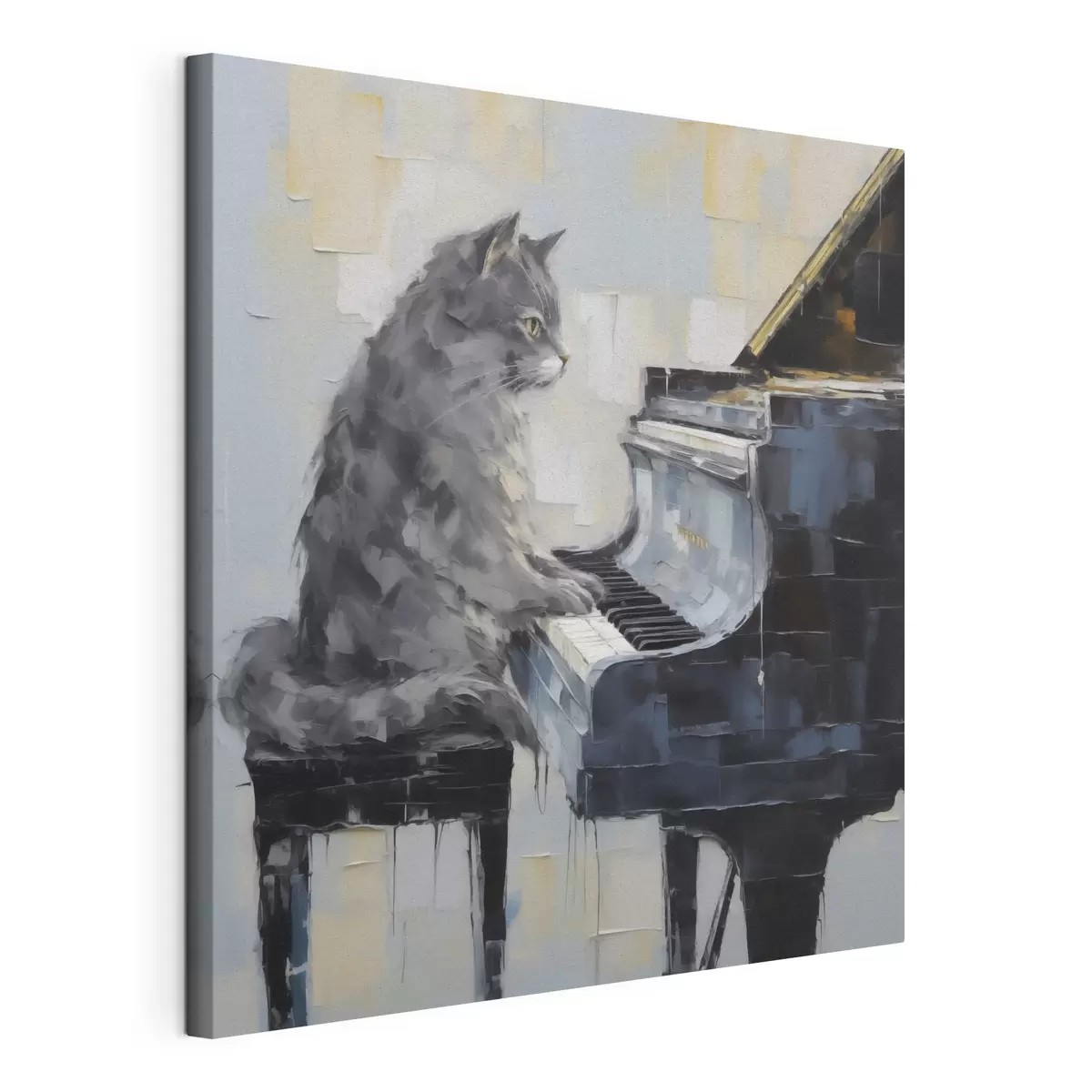 Tableau Chat jouant du piano à queue, style « imitation peinture » s50989