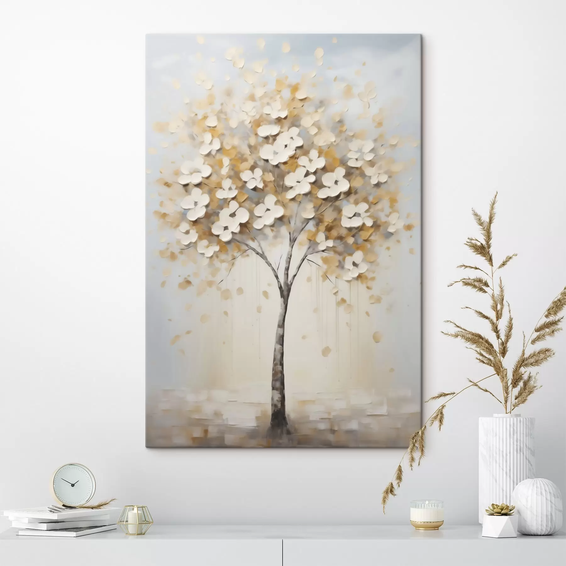 Tableau Couronne de fleurs ivoire s50992