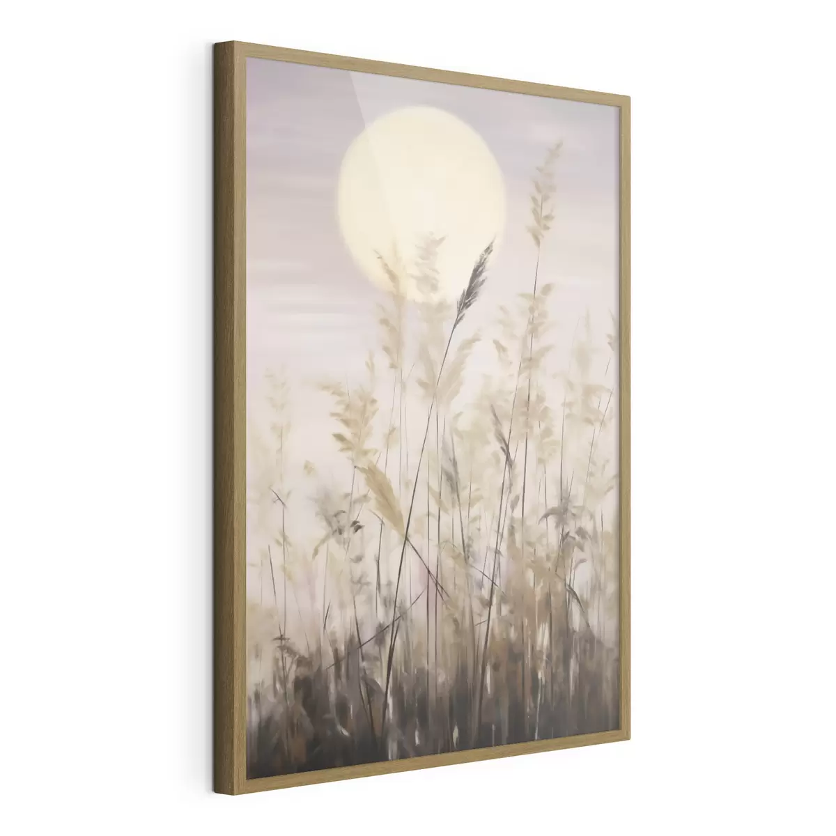 Poster Herbes stylisées sur fond de lune, imitation d'un tableau f50985