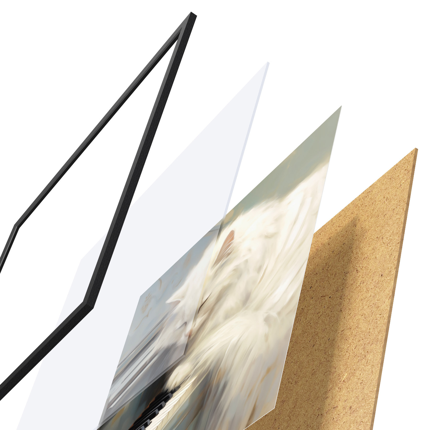 Poster Chat dormant sur les touches d'un piano, reproduction d'un tableau f50990