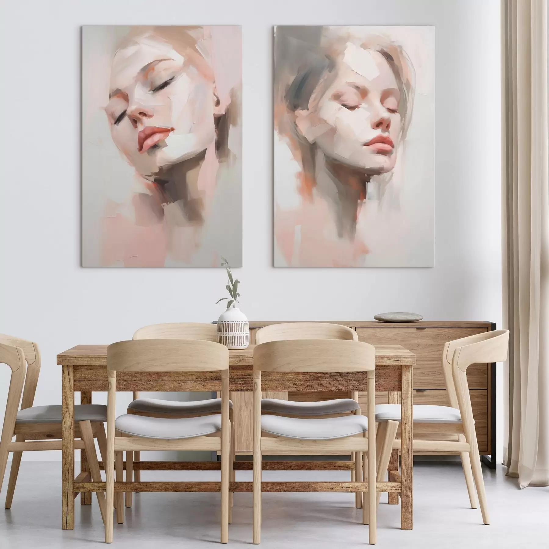 Tableau Visages aux touches rosées m31058