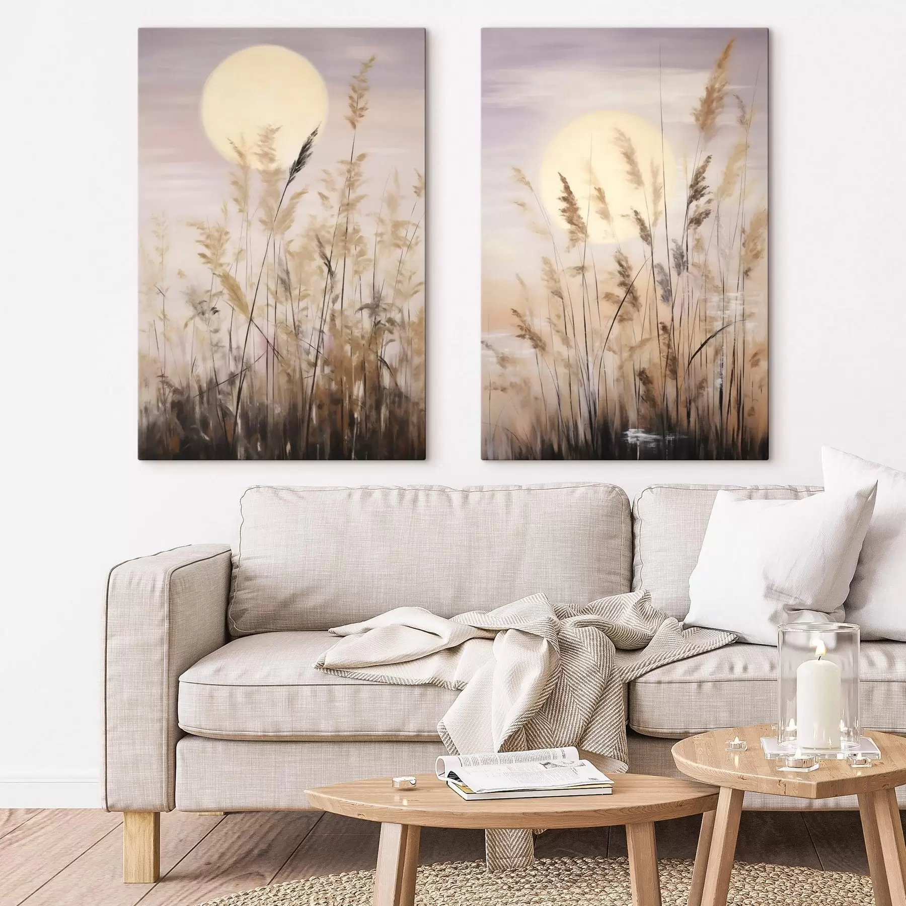 Tableau Duo de prairies sous la lune m31062