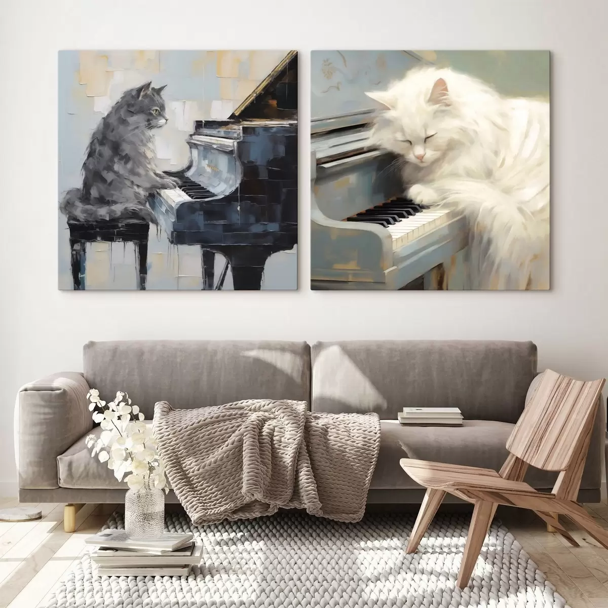 Tableau Chat et piano, reproduction de tableau m31064