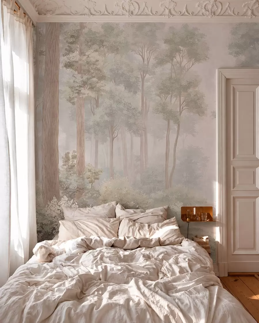 Papier peint Sentier boisé en pastel w05889