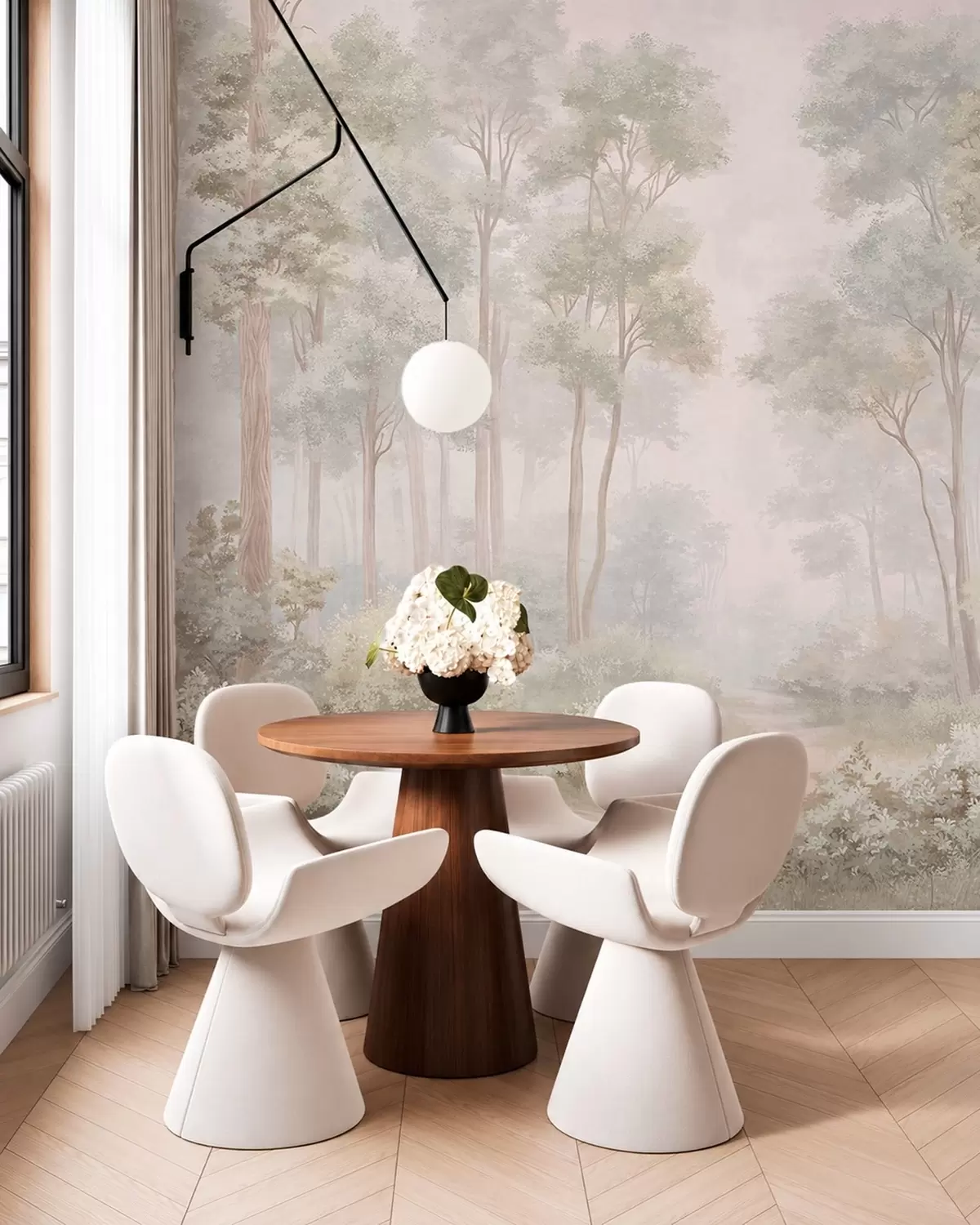 Papier peint Une forêt aux tons pastel, traversée par un sentier sinueux w05889