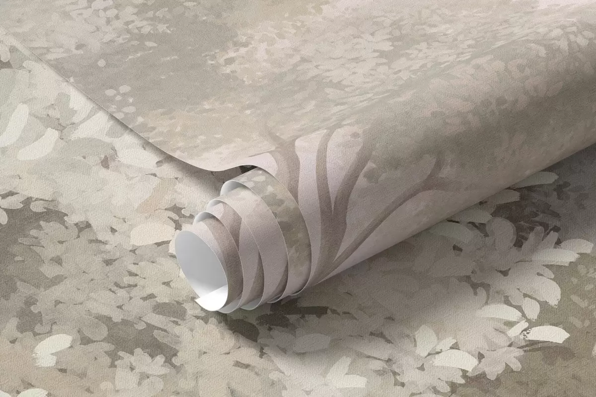 Papier peint Une forêt aux tons pastel, traversée par un sentier sinueux w05889
