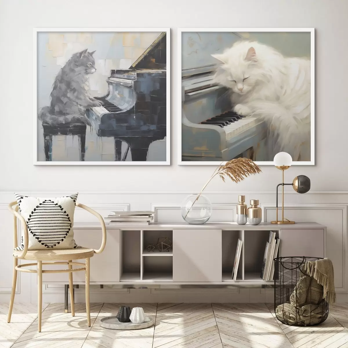 Poster Chat et piano, reproduction de tableau d31064