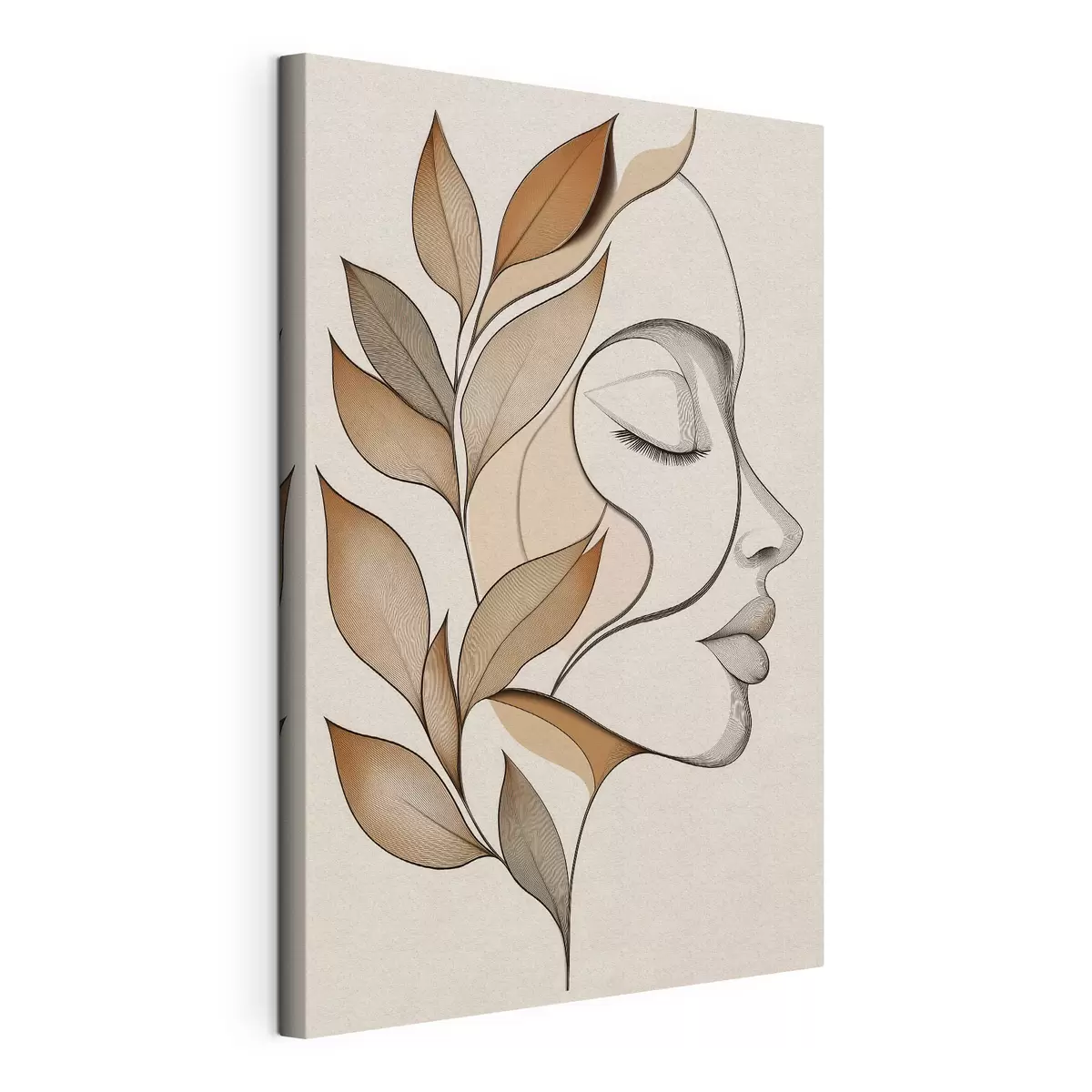 Tableau Profil d'une femme avec des feuilles s50997