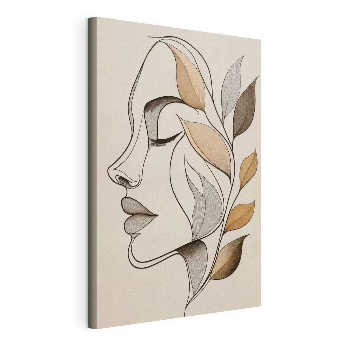 Tableau Profil d'une femme avec des feuilles s50998