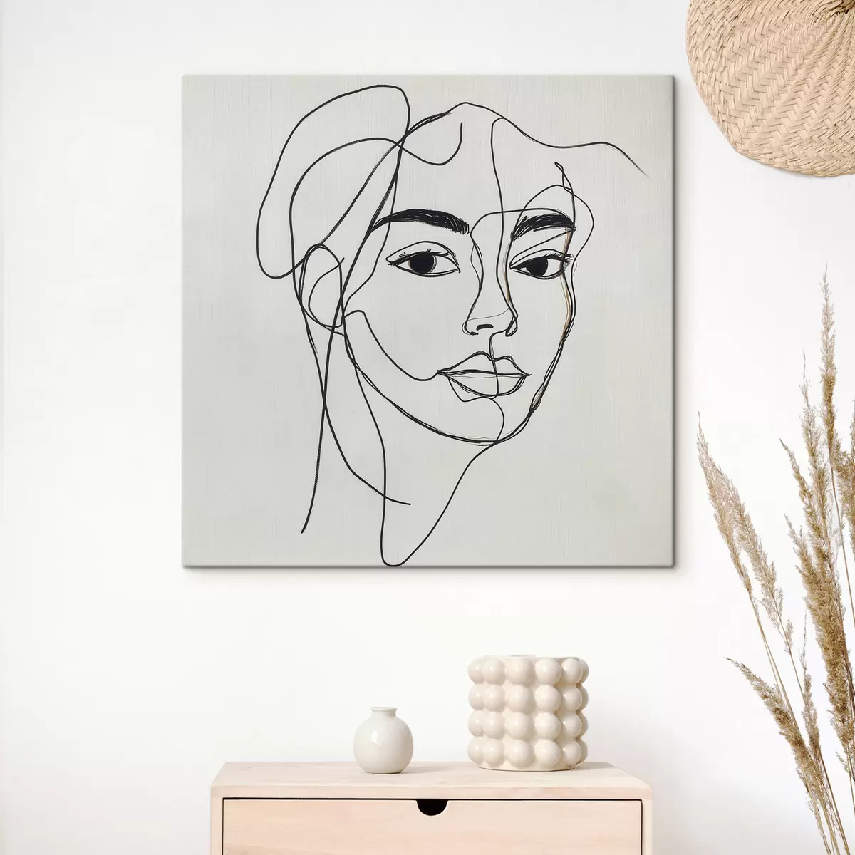 Tableau Portrait linéaire d'un visage s51001