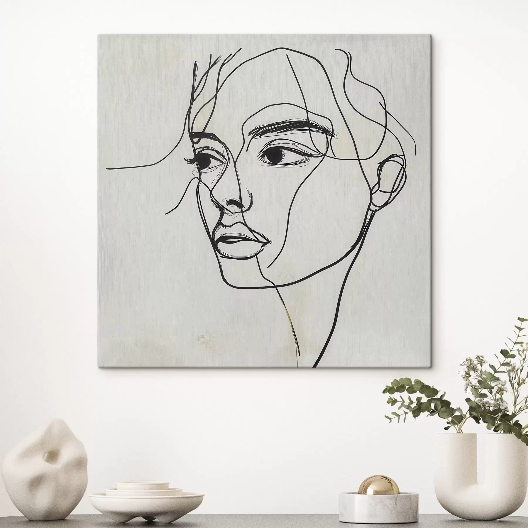 Tableau Portrait linéaire d'un visage s51002