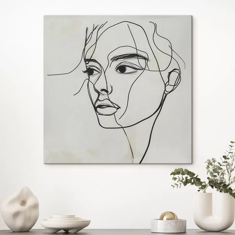 Tableau Portrait linéaire d'un visage s51002