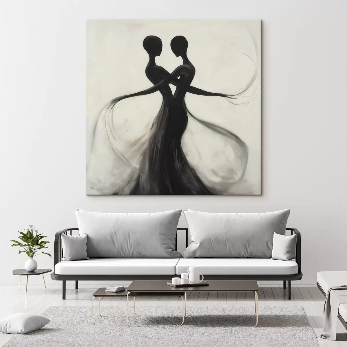 Tableau Silhouettes abstraites entrelacées s51005