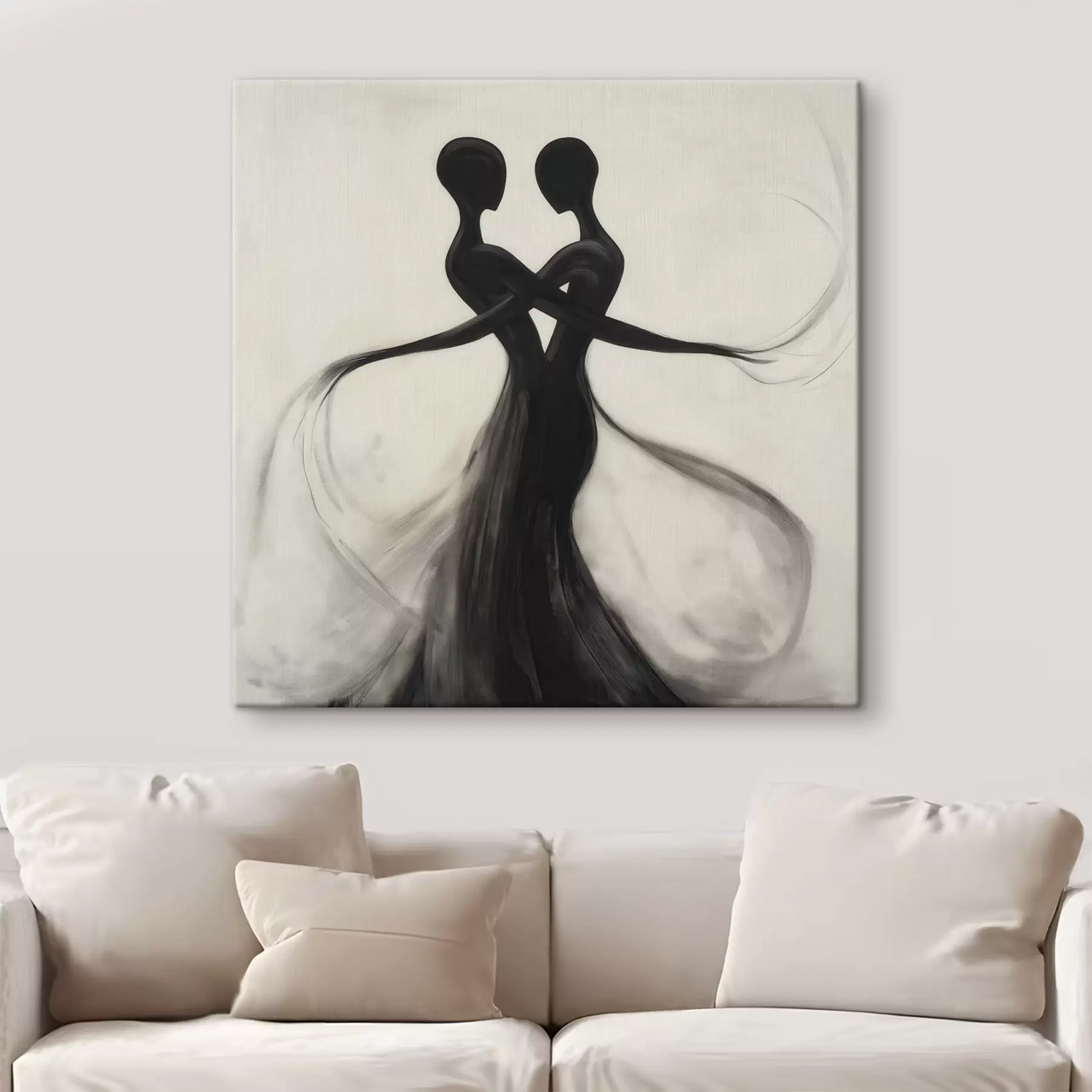 Tableau Silhouettes abstraites entrelacées s51005
