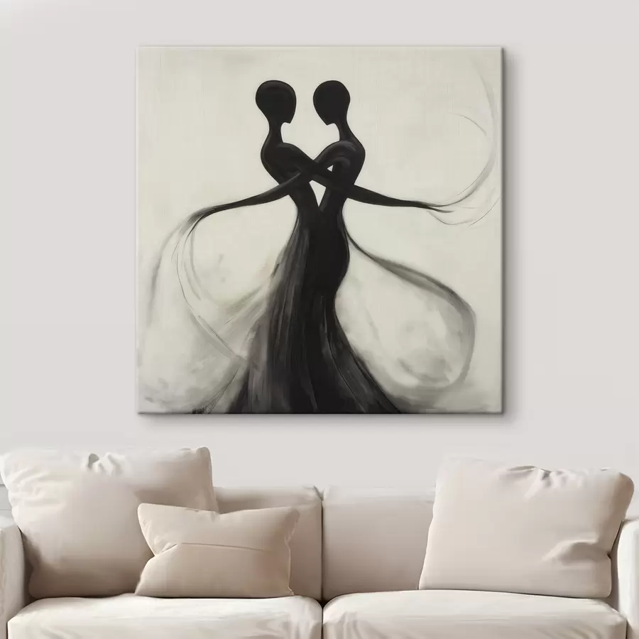 Tableau Silhouettes abstraites entrelacées s51005