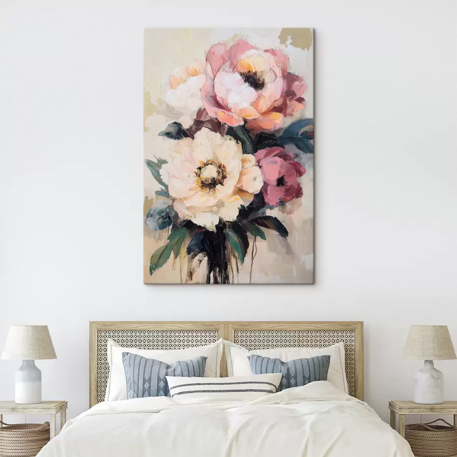 Tableau Pivoines roses et crème s51007