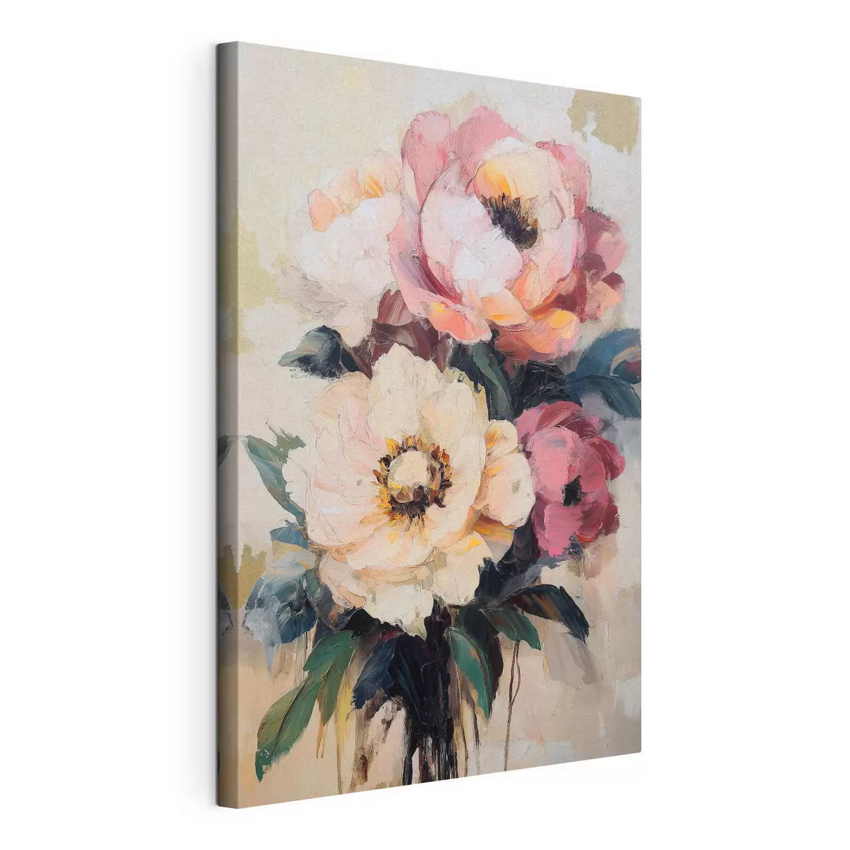 Tableau Pivoines roses et crème s51007