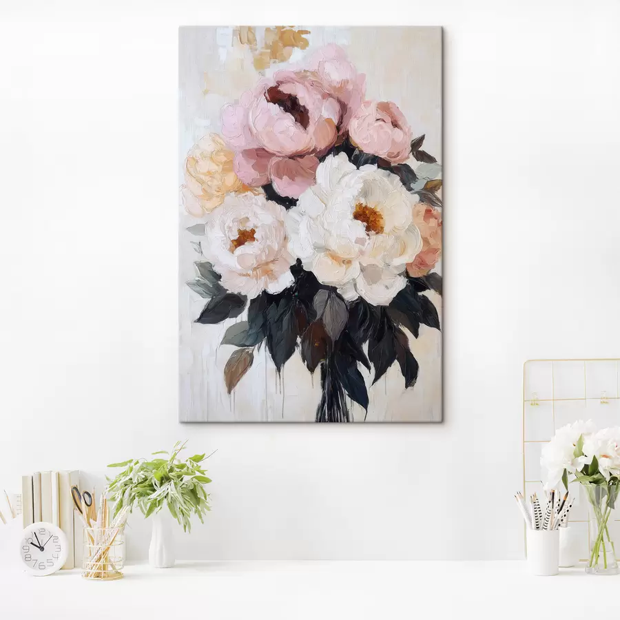 Tableau Bouquet de pivoines roses et blanches s51008