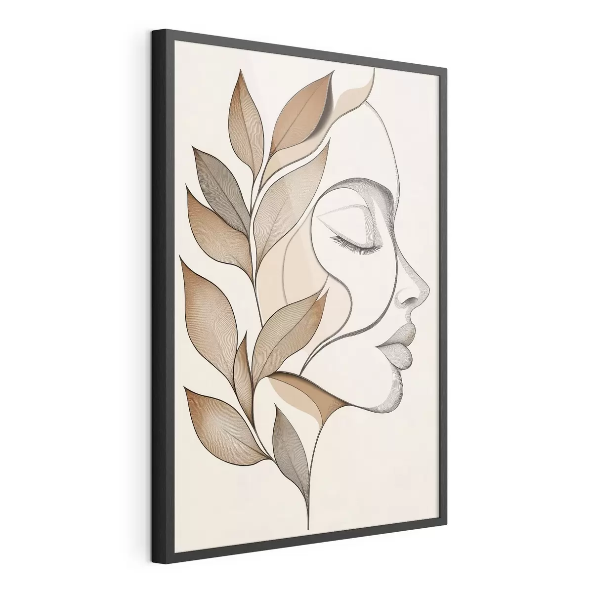 Poster Profil d'une femme avec des feuilles f50997