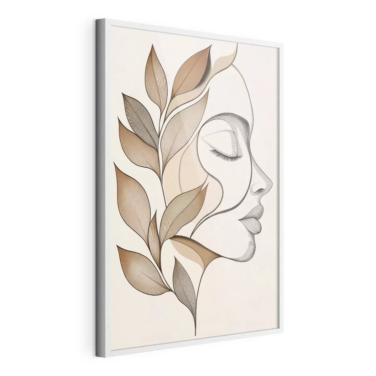 Poster Profil d'une femme avec des feuilles f50997