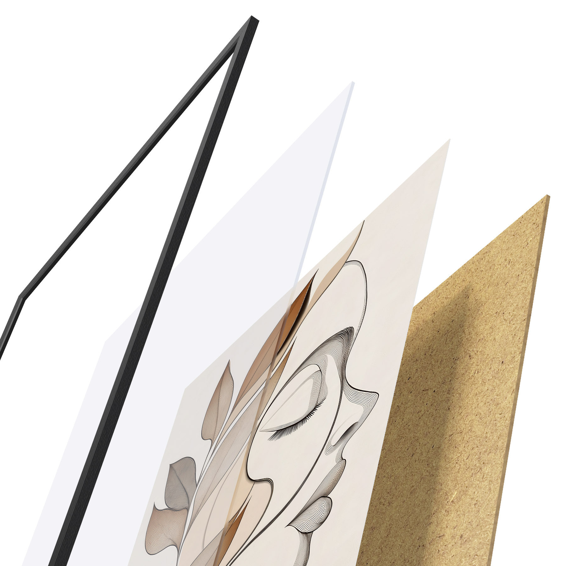 Poster Profil d'une femme avec des feuilles f50997