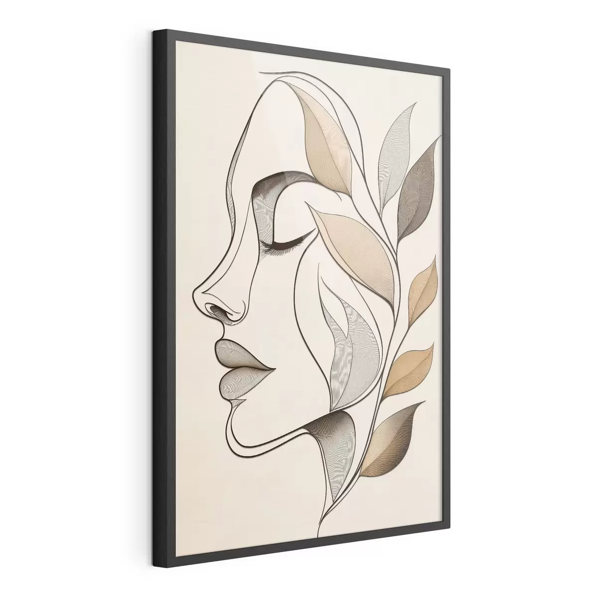 Poster Profil d'une femme avec des feuilles f50998