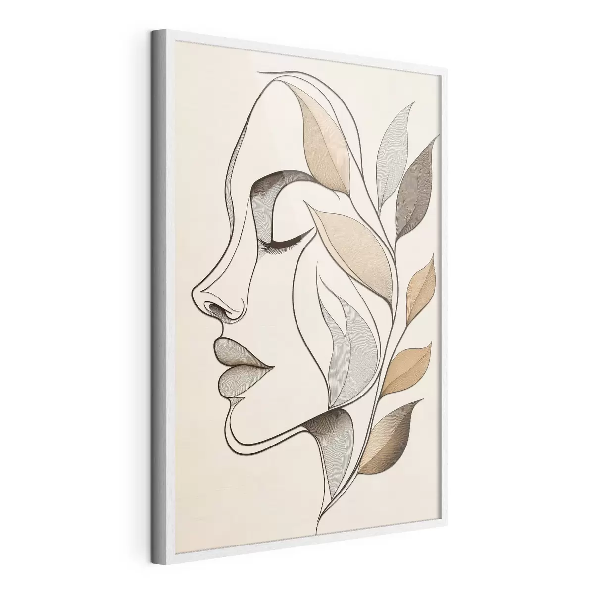 Poster Profil d'une femme avec des feuilles f50998