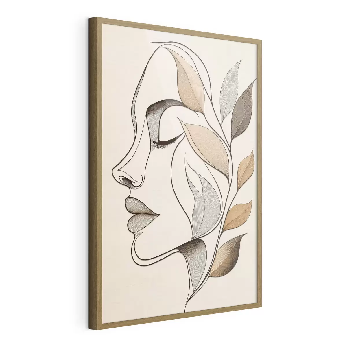 Poster Profil d'une femme avec des feuilles f50998