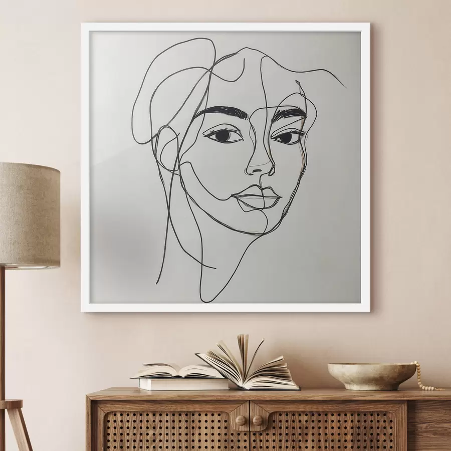 Papier peint Portrait linéaire d'un visage f51001