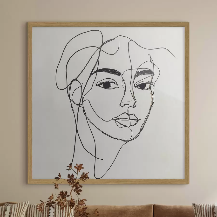 Papier peint Portrait linéaire d'un visage f51001