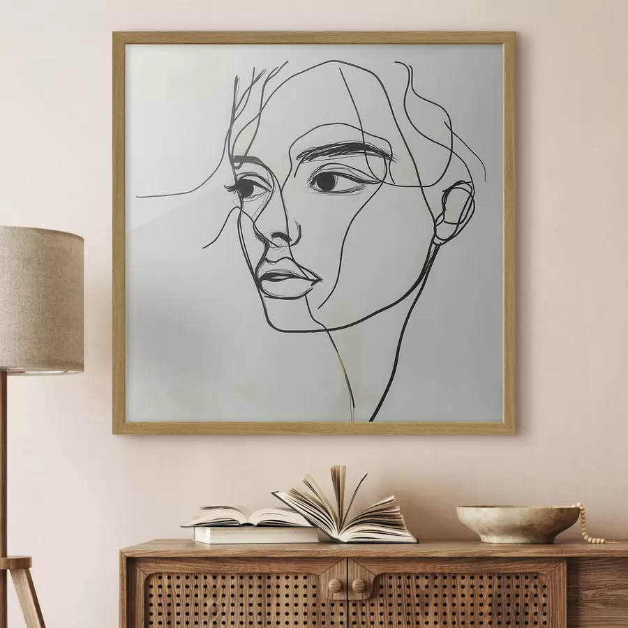 Papier peint Portrait linéaire d'un visage f51002