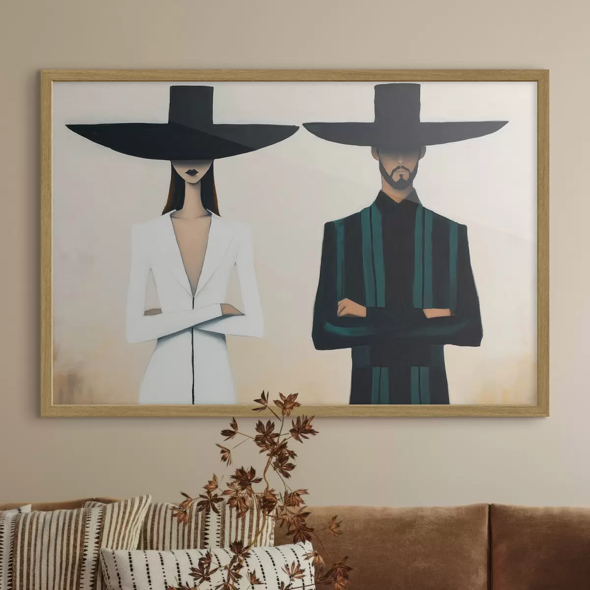 Poster Un couple portant des chapeaux à larges bords f51003