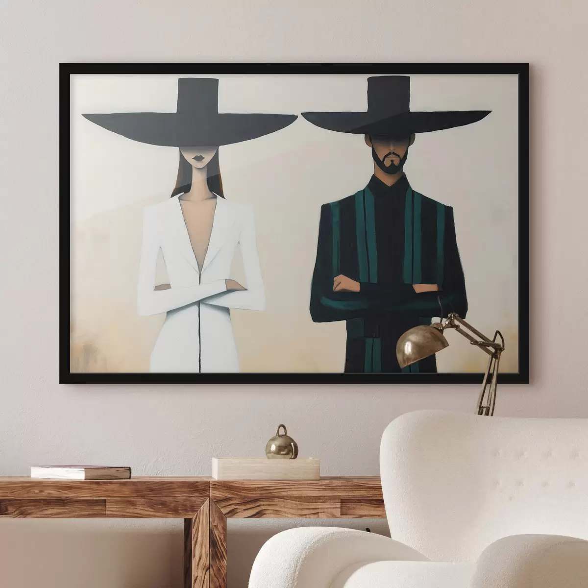 Poster Un couple portant des chapeaux à larges bords f51003