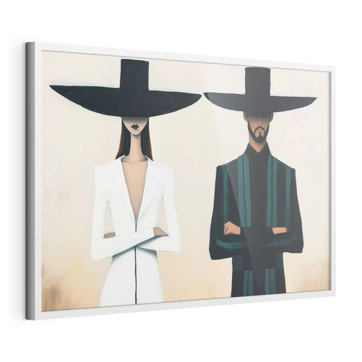 Poster Un couple portant des chapeaux à larges bords f51003