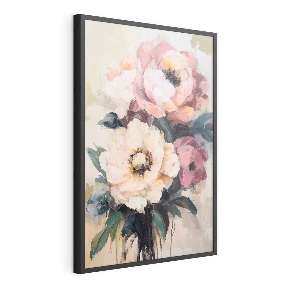 Poster Pivoines roses et crème f51007