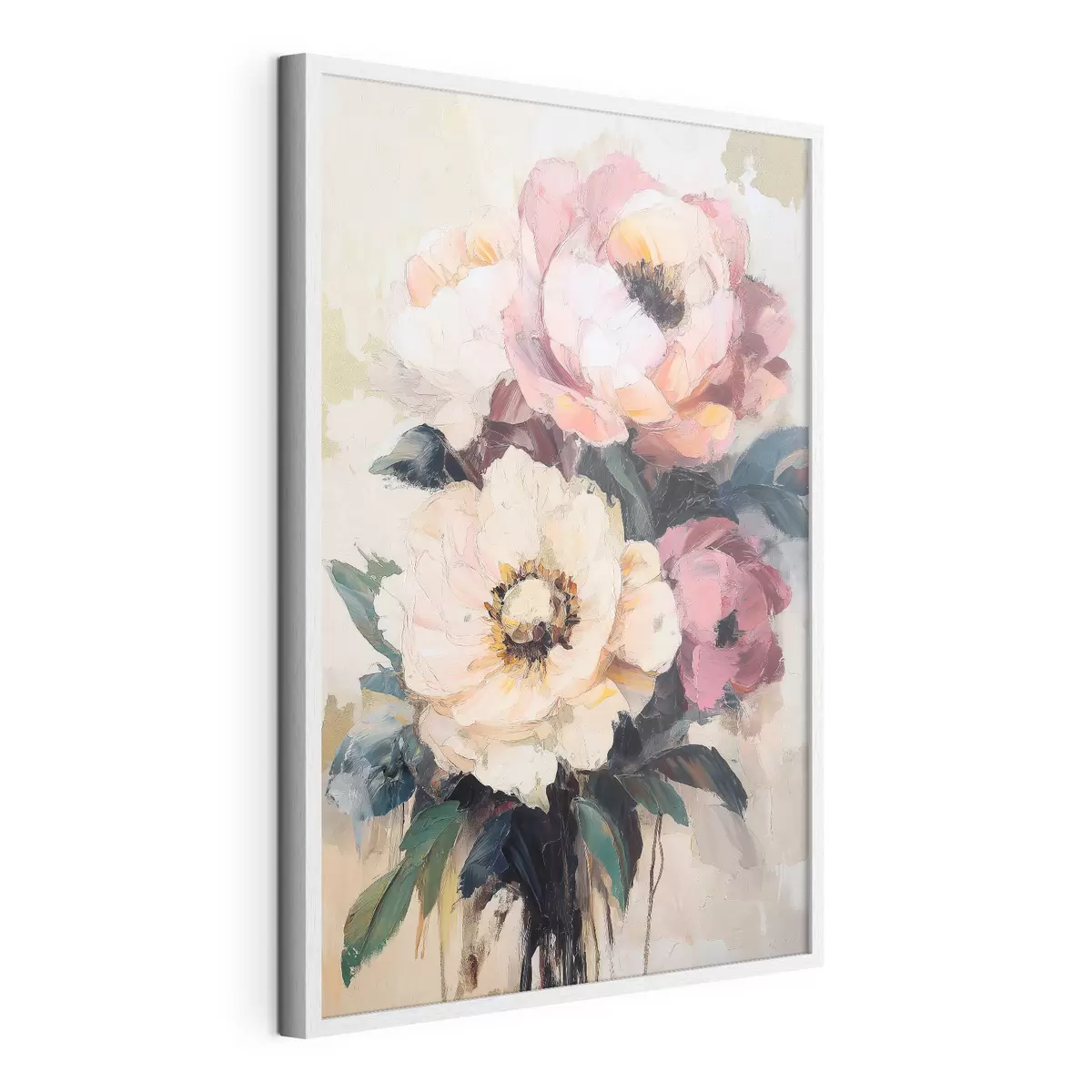 Poster Pivoines roses et crème f51007