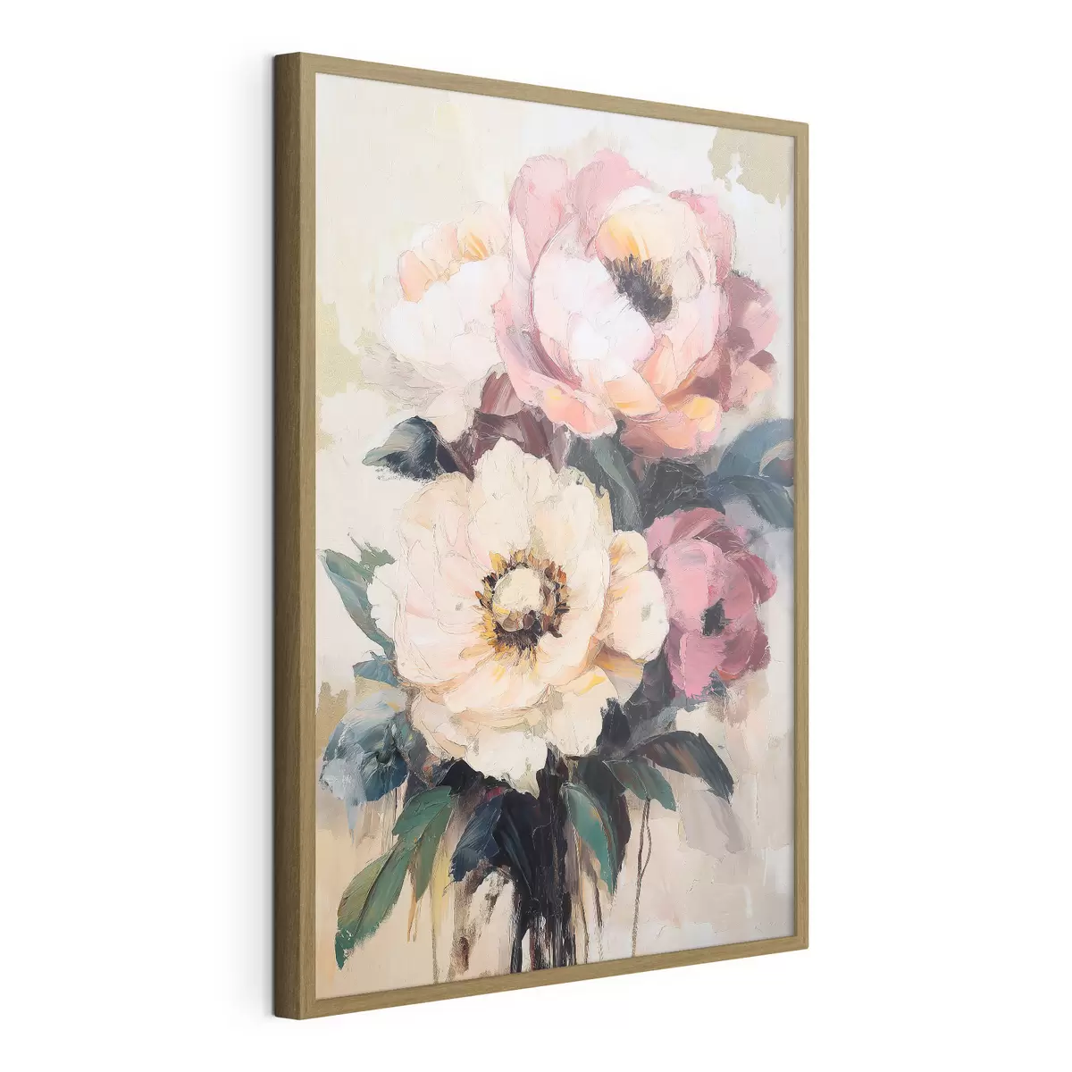 Poster Pivoines roses et crème f51007