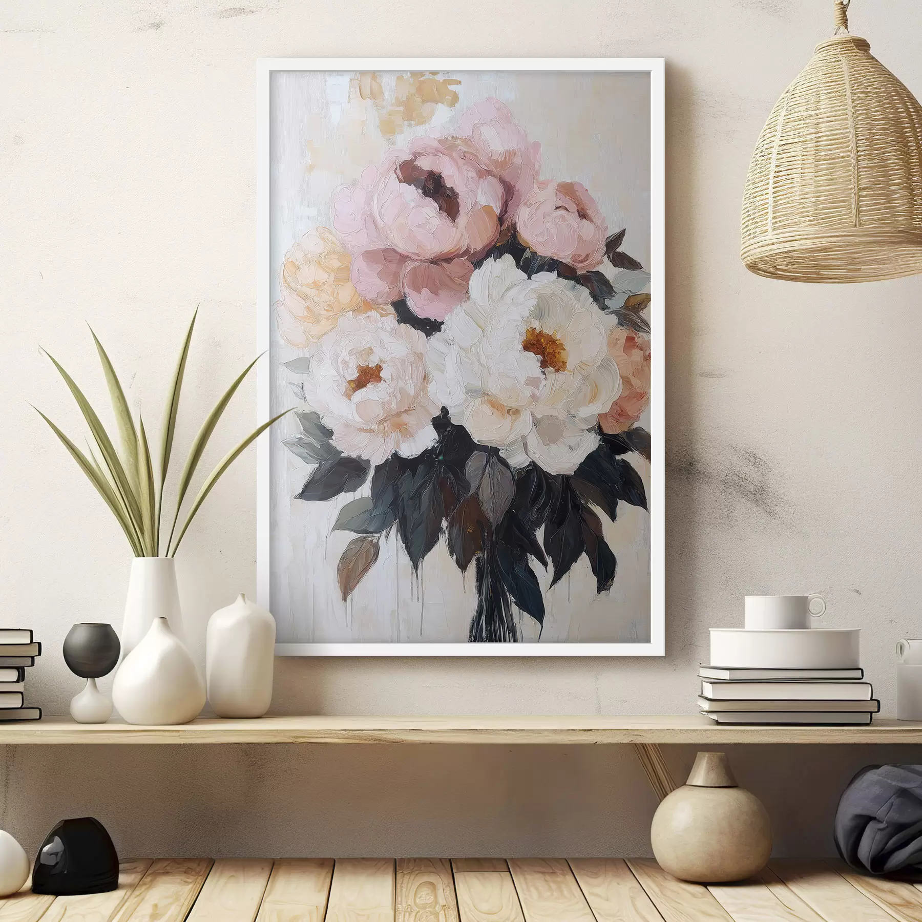 Papier peint Bouquet de pivoines roses et blanches f51008