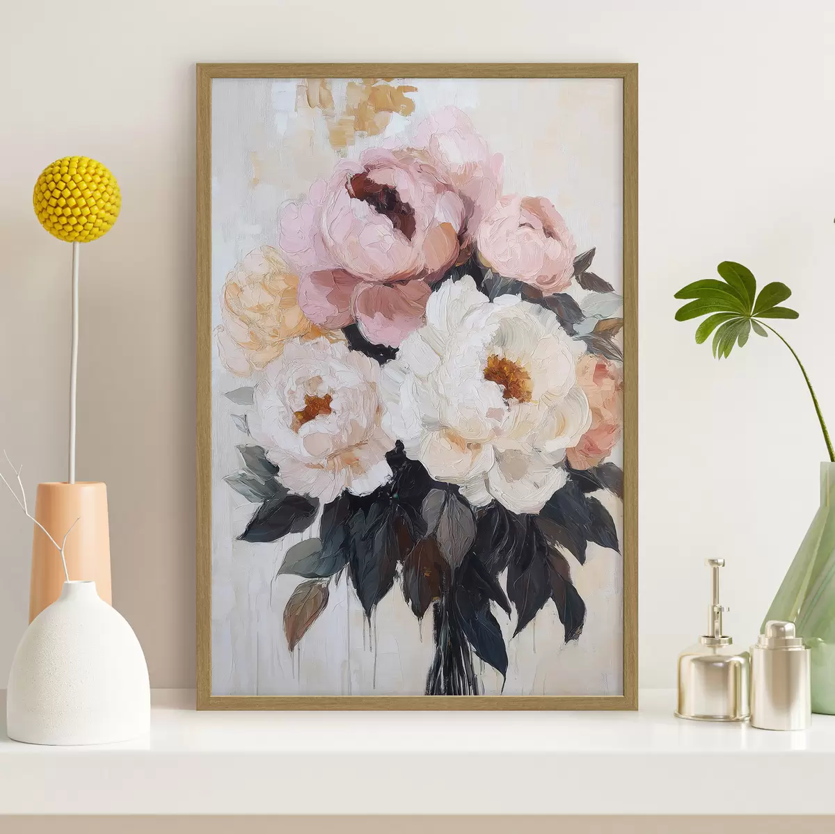 Poster Bouquet de pivoines roses et blanches f51008