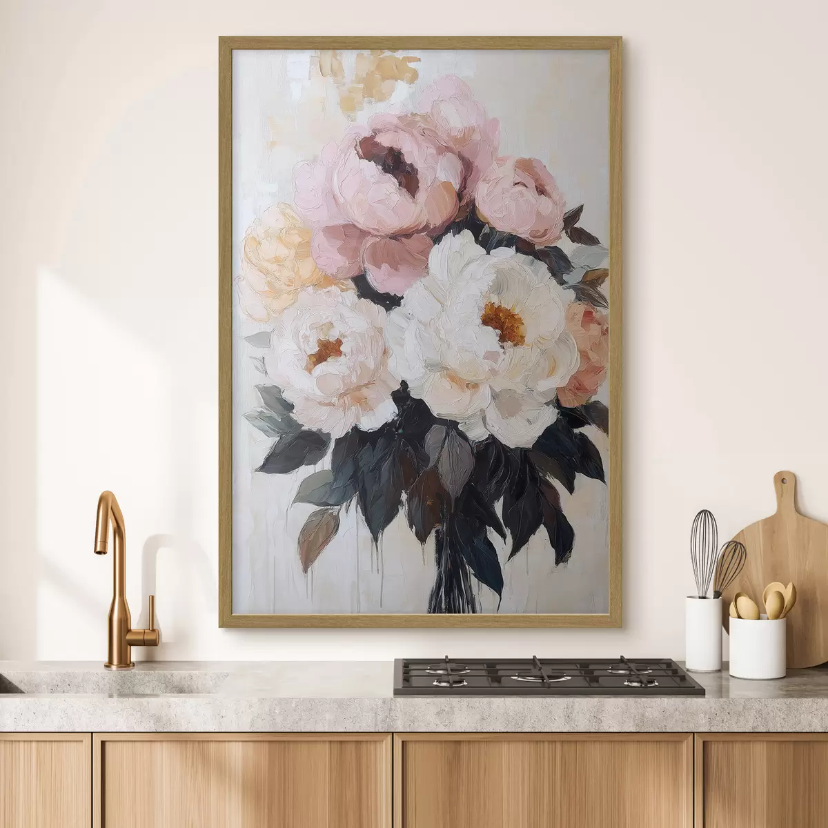 Poster Bouquet de pivoines roses et blanches f51008