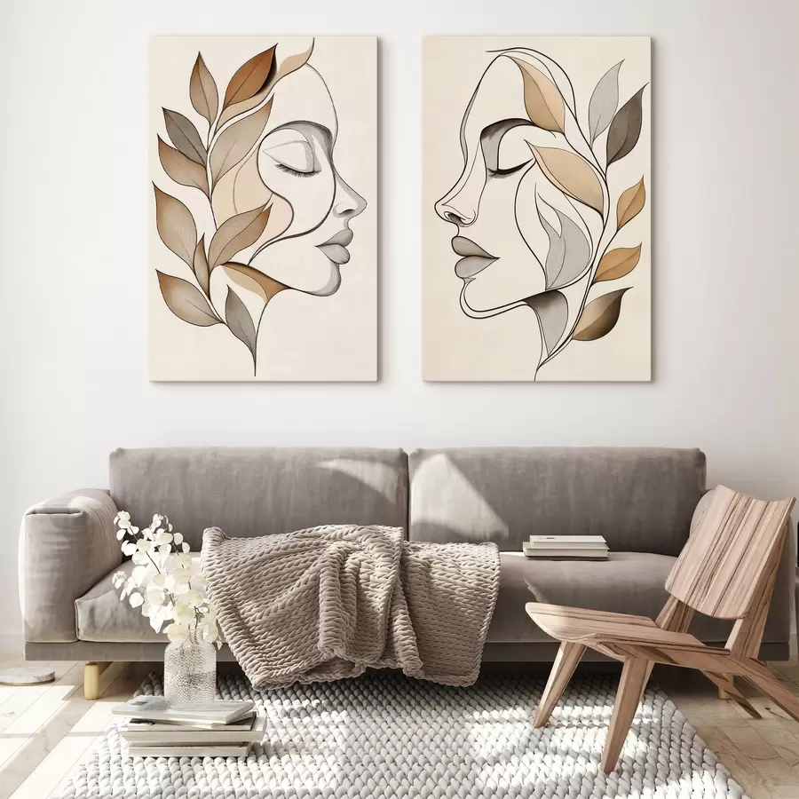 Tableau Silhouettes féminines avec des feuilles m31067