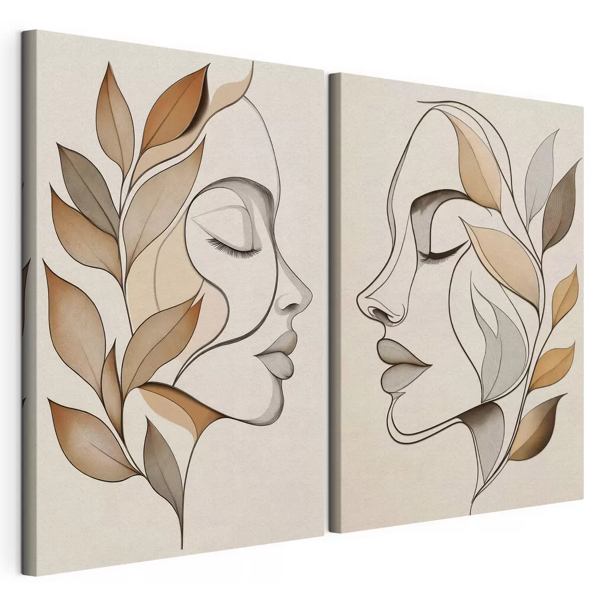 Tableau Silhouettes féminines avec des feuilles m31067